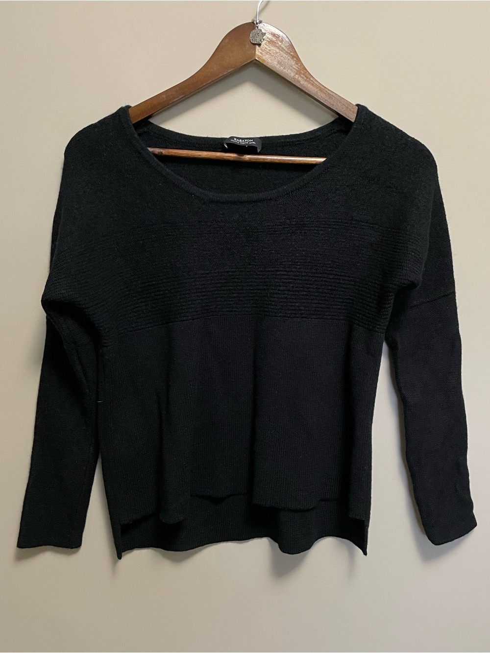 Babaton Dolman Black Merino Wool Knit Crewneck Sweater Women’s Small